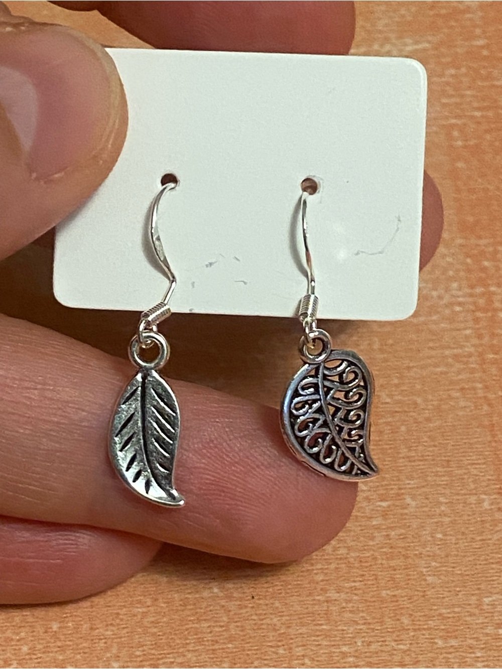 Silver Leaf Charm Drop Earrings - Women Jewelry